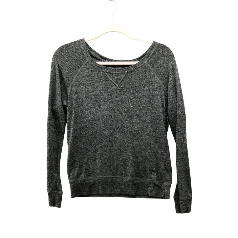 VTG Abercrombie & Fitch Y2K Scoop Neck Sweatshirt Womens XS Gray Lightweight